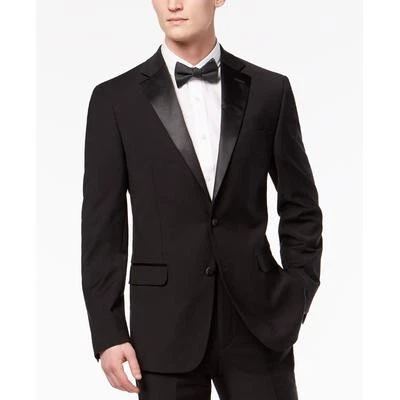 Blazer Chaqueta Esmoquin Calvin Klein Para Hombres Calce Ajustado 42 L Negro Sólido Elástico Foto 1 de 3