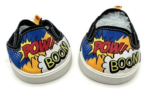 Build A Bear Comic Book Shoes POW BOOM Sneakers Slip On Canvas Black BABW - Picture 1 of 5