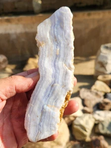 Blue Lace Agate Rough Rock Stone Namibia 6"X1.8"X1.5" 1 Pound See Video - Picture 1 of 7