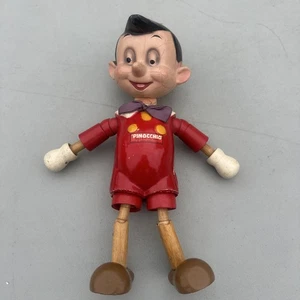 VTG Rare All Red Ideal Disney 11" Pinocchio Wood Jointed Damage See Pics Read - Picture 1 of 15