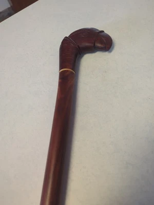 Vintage Carved Wood Parrot Head Cane Walking Stick Wood - Image 1 of 4