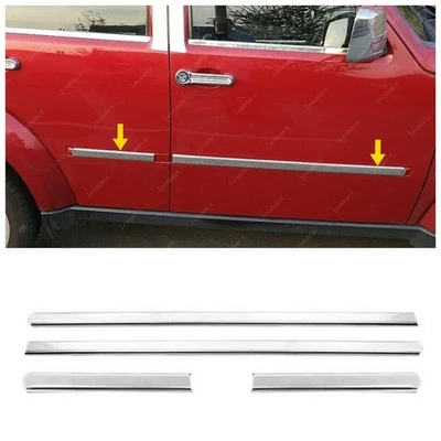 For Dodge NITRO 2006-on Chrome Side Door Protetor Streamer 4pcs 4dr S.STEEL - Image 1 of 4