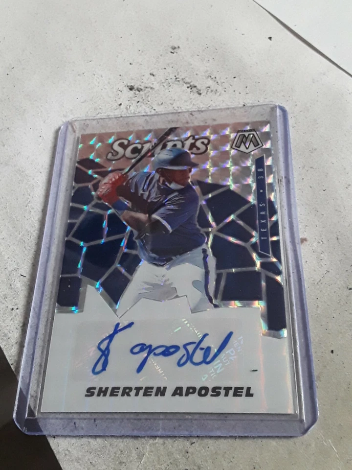 Sherten Apostel SP Auto 2021 Panini Mosaic Texas Rangers - Image 1 of 2
