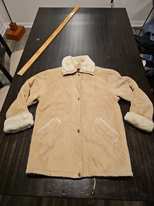 Vintage G III Wildledermantel Sherpa Pelzkragen und Manschetten Gr. M - Bild 1 von 13