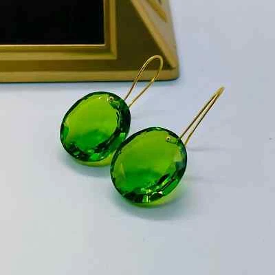 10k Solid Gold Oval Peridot Dangle Earring, 20x18mm Birthstone Green Earring - Image 1 of 4