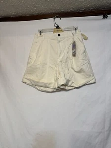 Everlane Women Size 2 Ivory Canvas High Waisted Boho Cotton Twill Ochre Shorts - Picture 1 of 8
