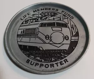 Vintage Japan Hochgeschwindigkeitszug Eisenbahn 1964 Eröffnungsjahr Zinn Untersetzer Shinkansen - Bild 1 von 3