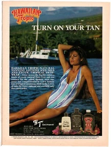 1986 Donna Stokes Swimsuit Photo Hawaiian Tropic Turn on Your Tan 8.5"x11" - Picture 1 of 1