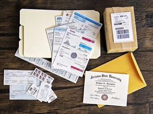 1/6 SCALE Mini Office Set 1 - 3 File Folders, 1 Box, 1 Manila Envelope, 12 Stmts - Picture 1 of 10