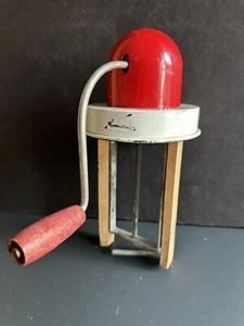 Vtg Red Bullet Top Butter Churn Crank Handle White Lid No Jar - Picture 1 of 21
