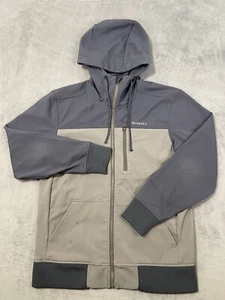 Simms Jacket Mens Medium Gray Colorblock Full Zip Hooded Softshell Fleece Lined - Picture 1 of 13