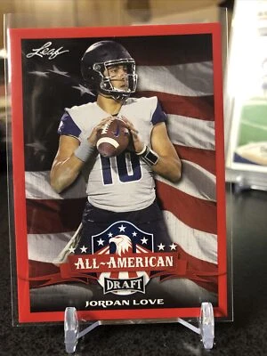 2020 Leaf Red Jordan Love Rookie All American Packers RC - Image 1 of 2