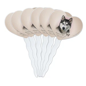 Siberian Husky Dog Breed Heart Love Cupcake Picks Toppers Decoration Set of 6 - Picture 1 of 7
