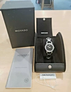 Reloj suizo para mujer Movado 05.3.14.1000 25 mm esfera negra caja pulsera SS + papeles - Imagen 1 de 12