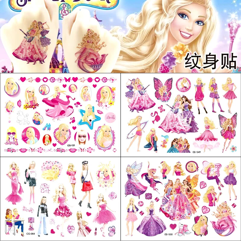 DRESS YOUR NAILSTATTOOS Tattoo - Temporäre Körper Aufkleber - Barbie Puppe Mode Rosa Herzen Pudel Lippen 2