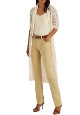 Cárdigan Largo Lauren Ralph Lauren Etiqueta Negra Doblada 100% Lino Talla M Nuevo con Etiquetas Foto 1 de 4