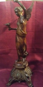 Absolute Stunning Signed Vtg Bronze Look Sculpture Of Angelic Woman With Bird. - Picture 1 of 12