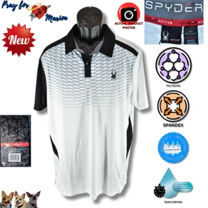 Spyder Active M White Black Breathable Quick Dry Stretch Short Sleeve Polo SPM21 - Picture 1 of 10