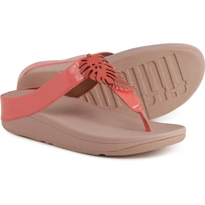 Sandalias de cuña FitFlop para mujer talla 10 Fino hoja de selva punta coral Foto 1 de 4