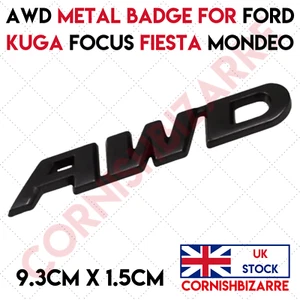 BLACK AWD METAL BADGE ALL WHEEL DRIVE FOR FORD KUGA FOCUS FIESTA MONDEO - UK - Picture 1 of 4