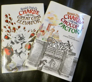 2 DJ hardcover books Roald Dahl CHARLIE CHOCOLATE FACTORY & GREAT GLASS ELEVATOR - Imagen 1 de 8