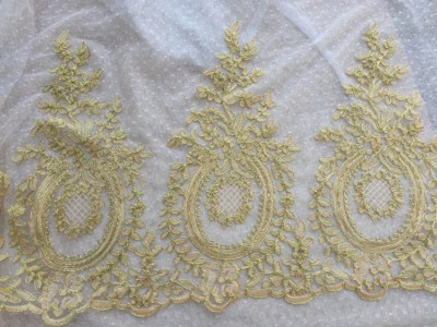 Gold Corded Wedding Veiling Trim Bridal Dress Lace Edging Embroidery Ribbon 1 - Image 1 of 4