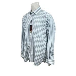 DAGR Mens Dress Shirt French Cuffs Blue Striped Big & Tall XLT - Picture 1 of 12