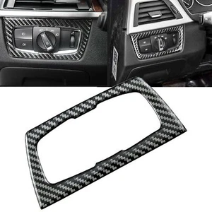 Carbon Fiber Car Inner Headlight Switch Button Decal Trim for BMW 320i 330i 340i - Foto 1 di 12