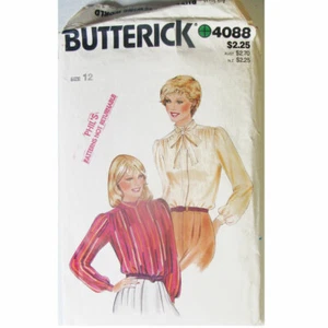 Butterick 4088 Size 12 Blouse With or Without Pussy Bow, Sewing Pattern Cut - Picture 1 of 4