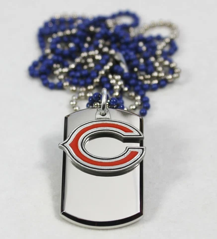 CHICAGO BEARS LOGO LETTER C STAINLESS STEEL DOG TAG NECKLACE  3D BALL CHAIN Cover