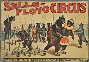 Circus Poster 13"x19" Sells-Floto Circus Pallen's Bears - Picture 1 of 1