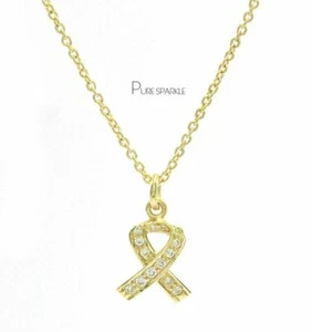 Collar colgante de nudo de cinta de diamantes creado en laboratorio de 0,12 quilates de oro de 14 quilates joyería fina - Imagen 1 de 1