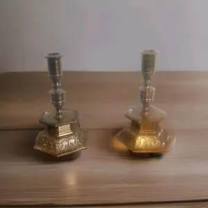Ystad Metall Messing Kerzenständer Halter 2er Set Halter Schweden gemarkt - Bild 1 von 14
