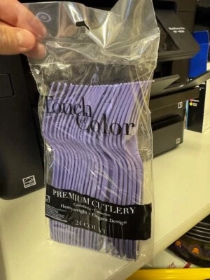 Purple Heavy Duty Plastic Forks 24 Per Pack Tableware Decorations Party Supplies - Image 1 of 2