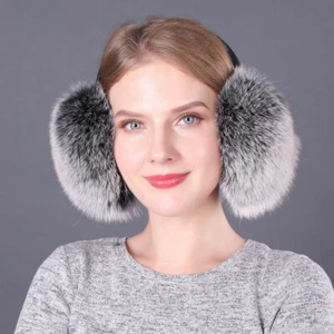 Womens Real Fox Fur Earmuffs Warm Ear Protection Headwear Ear Muffs Headband - Picture 1 of 20