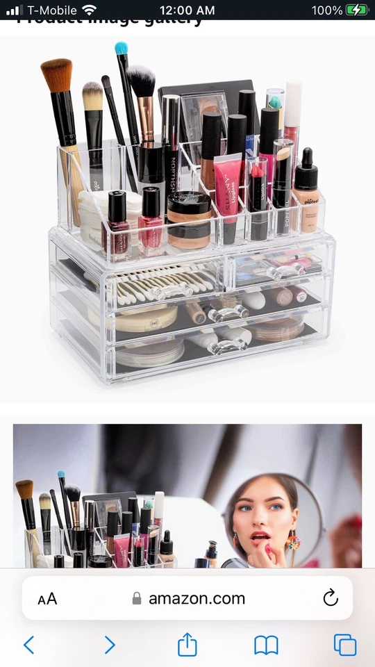 Organizador de maquiagem Brookstone para vaidade, vitrine cosmética com gavetas - Imagem 1 de 2