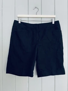 Lafayette 148 New York Bermuda Shorts 10 Black Cotton Chino Mid Rise - Picture 1 of 5