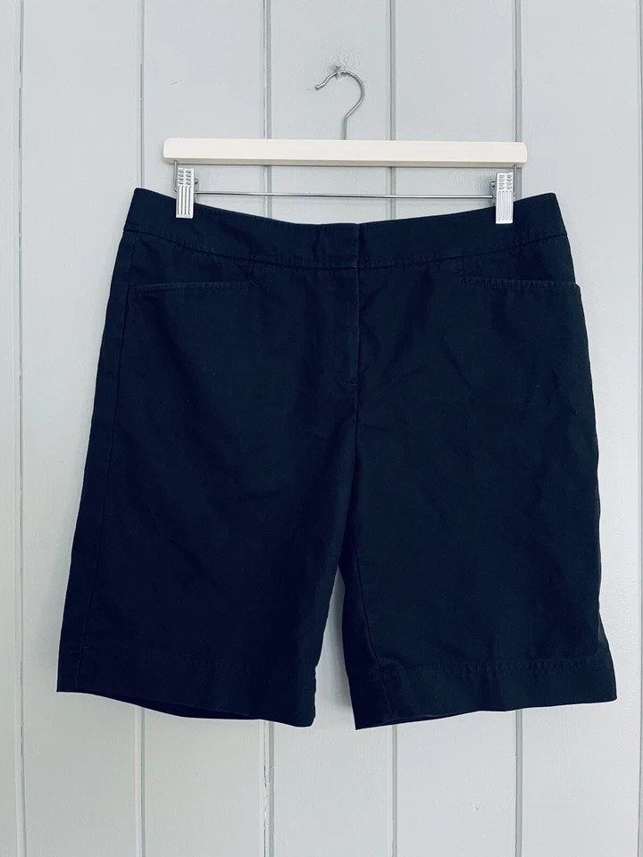 Lafayette 148 New York Bermuda Shorts 10 Black Cotton Chino Mid Rise - Image 1 of 4