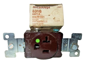 SYLVANIA GTE 8310 Single Receptacle, Hospital Grade, 20 Amp, 125V, 2P, 3W, Brown - Picture 1 of 7