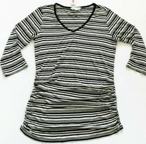 RED HERRING MATERNITY LADIES BLACK & WHITE STRIPE V NECK TOP UK 12 NEW WITH TAGS - Picture 1 of 4
