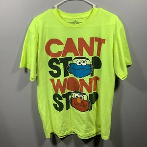 Camiseta para hombre Sesame Street Can't Stop Won't Stop grande rara amarilla Elmo Cookie - Imagen 1 de 6