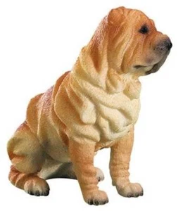 Sharpei Dog Figurine 3 inch Statue Resin Sitting Down - Picture 1 of 1