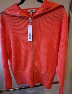 525 kuscheliger Kapuzenpullover mit Reißverschluss in leuchtendem Koralle - Bild 1 von 3