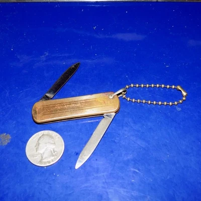 Vintage Imperial PROV. R.I. U.S.A. Goldtone Llavero de aseo para hombre Llavero Cuchillo Foto 1 de 4