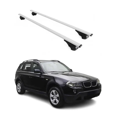 Roof Racks Cross Bar Luggage Carrier Durable for BMW X3 E83 2004-2010 Metal Gray - Image 1 of 4