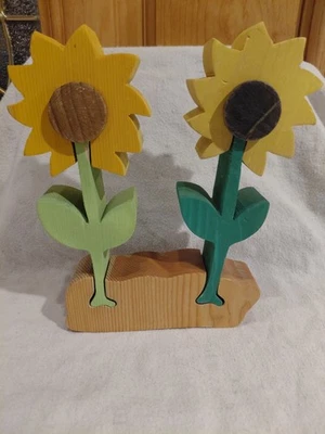 Handmade Wooden Puzzle Two Sunflowers for Children Wooden Puzzle - Image 1 of 4