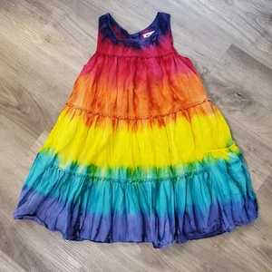 Pandemonium Girls Rainbow Tie Dyed Tiered Sundress Lined Pockets Size 8 Summer - Picture 1 of 6