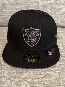 Las Vegas Raiders New Era Fitted 59FIFTY Team Mütze Kappe komplett schwarz 7 7 3/8 7 1/4 - Bild 1 von 3