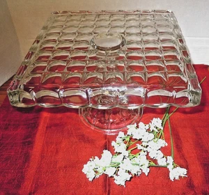 Indiana Glass Constellation VINTAGE 10" SQUARE PEDESTAL CAKE STAND w/Rum Well - Picture 1 of 6
