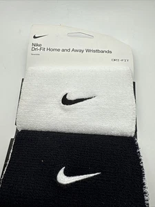 1 par de pulseras anchas dobles blancas/negras Nike Dri Fit Home & Away - Imagen 1 de 1